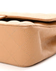 Caviar Quilted Medium Double Flap Beige