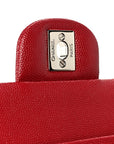Caviar Quilted Medium Double Flap Red