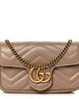 Calfskin Matelasse Super Mini GG Marmont Shoulder Bag Porcelain Rose