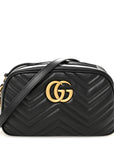 Calfskin Matelasse Small GG Marmont Chain Shoulder Bag Black