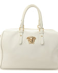 Grained Calfskin Palazzo Bowler White