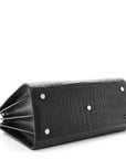 Calfskin Crocodile Embossed Small Sac de Jour Black