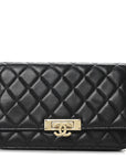 Lambskin Quilted Golden Class Wallet on Chain WOC Black