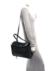 Natural Smooth Calfskin Medium Rodeo Top Handle Handbag Black