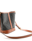 Triomphe Canvas Calfskin Small Bucket Bag Tan