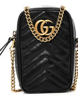 Calfskin Matelasse Mini GG Marmont Crossbody Bag Black