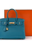 Taurillon Clemence Birkin 30 Turquoise