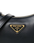Soft Calfskin Arque Shoulder Bag Black