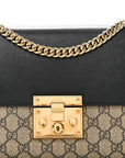 GG Supreme Monogram Calfskin Medium Padlock Shoulder Bag Beige Black Cuir