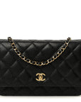 Caviar Quilted CC Turnlock Wallet On Chain WOC Black