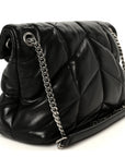 Lambskin Quilted Small Loulou Puffer Monogram Chain Satchel Black