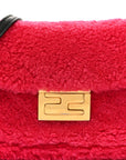Shearling Nappa Mini Be Baguette Shoulder Bag Fuxia Black
