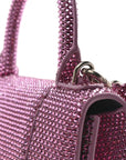 Strass Suede Hourglass Top Handle Bag XS Pink