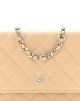Caviar Quilted Wallet on Chain WOC Beige