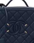 Caviar Quilted Medium CC Filigree Vanity Case Navy