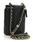 Caviar Quilted Small Vertical Coco Beauty Vanity Case With Chain Black