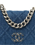 Denim Quilted CHNL 19 Wallet On Chain WOC Blue