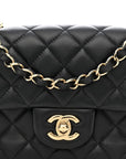 Lambskin Quilted Mini Rectangular Flap Black