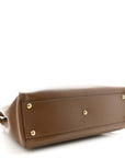 Vitello Morgan Fabric Jacquard Pequin Medium Peekaboo Iconic Satchel Foresta Tobacco Black