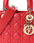 Lambskin Cannage Small Lucky Badges Lady D1OR Red
