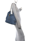 Suede Quilted Medium CHNL 25 Handbag Blue