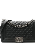 Calfskin Quilted Medium Boy Flap Black