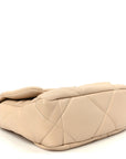 Shiny Goatskin Quilted Medium CHNL 19 Flap Beige