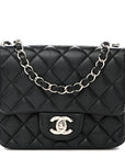 Lambskin Quilted Mini Square Flap Black