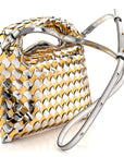 Metallic Lambskin Intrecciato Mini Hop Silver Gold