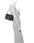 Calfskin Quilted Belt Chain Flap Black