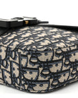 Oblique Jacquard Grained Calfskin Small Saddle Messenger Bag Beige Black