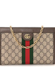 GG Supreme Monogram Web Small Ophidia Chain Shoulder Bag Brown