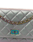 Iridescent Lambskin Quilted Reissue Wallet On Chain WOC Light Purple