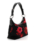 Tessuto Nylon Rose Shoulder Bag Black Rosso