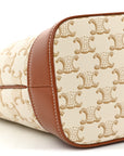 Triomphe Canvas Calfskin Small Bucket Bag White