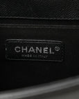 Caviar Chevron Quilted Medium Boy Flap Black