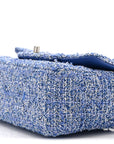 Tweed Quilted Mini Rectangular Flap Blue White