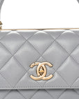 Lambskin Quilted Small Trendy CC Flap Dual Handle Bag Grey