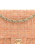Tweed Quilted Medium Double Flap Orange Beige Multicolor