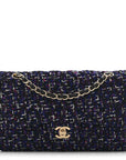 Tweed Quilted Medium Double Flap Dark Purple