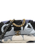 Silk Maxi Scarf CHNL 19 Flap Black Blue White