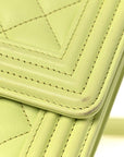Calfskin Quilted North South Boy Flap Light Green