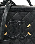 Caviar Quilted Small CC Filigree Vanity Case Black