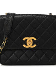 Lambskin Quilted Medium Single Flap Black