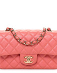 Iridescent Lambskin Quilted Mini Rectangular Flap Pink