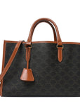 Triomphe Canvas Calfskin Mini Horizontal Cabas Tan
