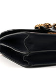 Moon Calfskin Web Medium Dionysus Bamboo Top Handle Bag Black Bright Evergreen Hibiscus Red