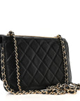 Lambskin Quilted Trendy CC Wallet On Chain WOC Black