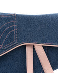Patent Denim Jeans Saddle Bag Blue Pink