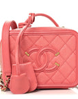 Caviar Quilted Small CC Filigree Vanity Case Pink